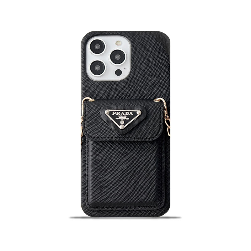 Prada iPhone Case With Wallet And Strap Black -SlK240403