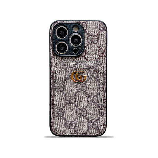 Classic GG iPhone Case With Card Holder Gray -KBK240425