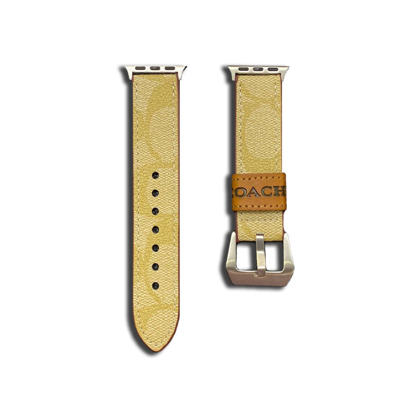 Leather Coach Apple Watch Band Coffee-YHK244221710