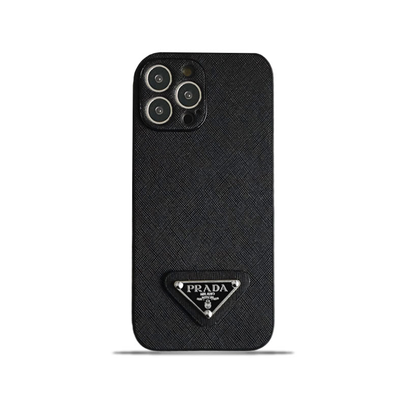 Prada iPhone Case Leather Black-QB240513