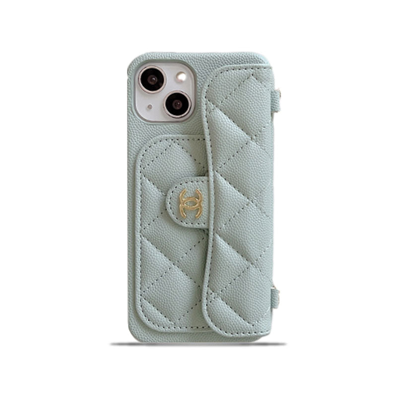 CC iPhone Case With Card Holder And Strap Green -SLK240104