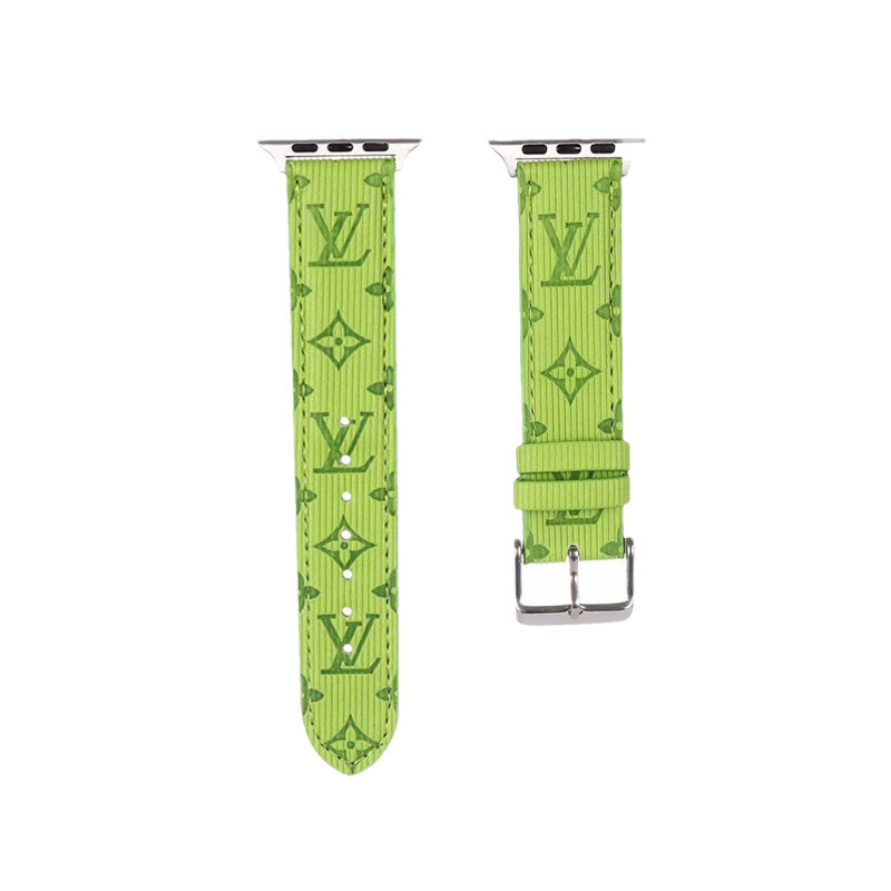 Luxury Monogram Apple Watch Band Leather Green-SW24422