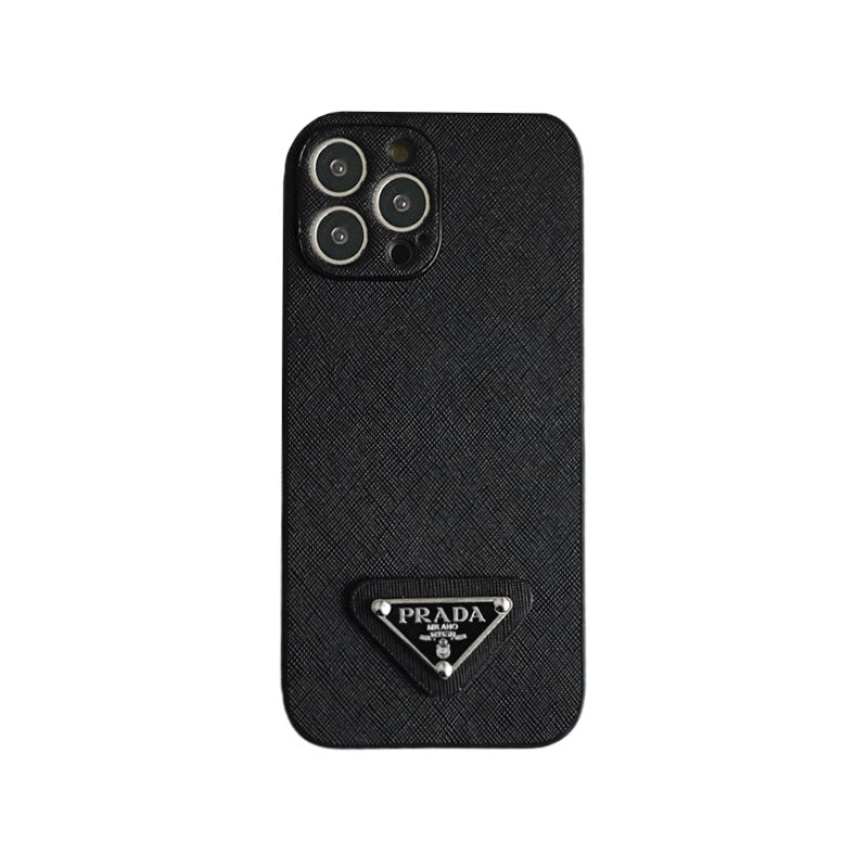 Prada iPhone Case Leather Black-QB240513