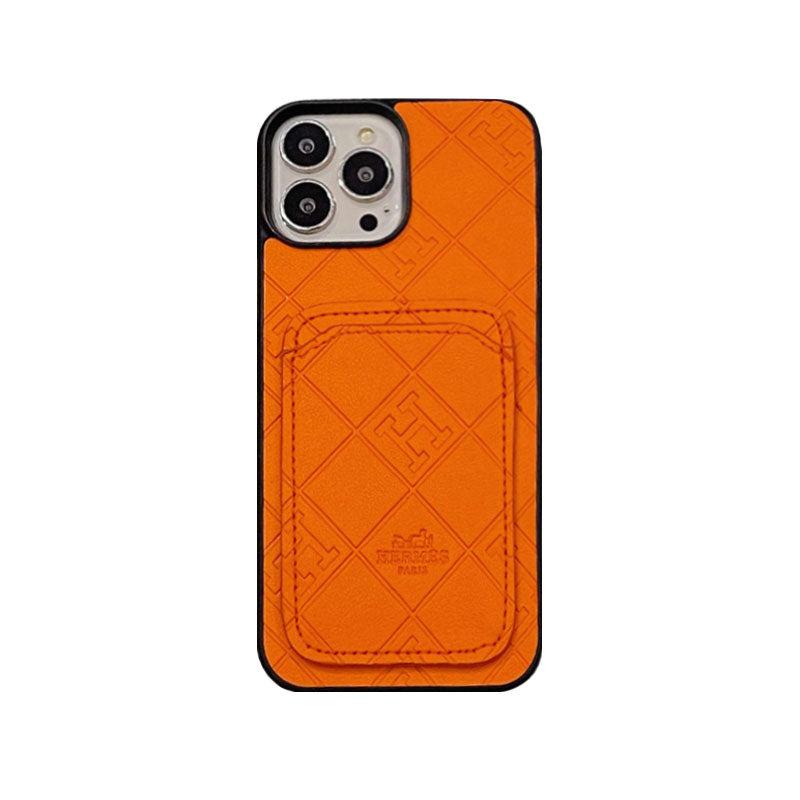 Hermes iPhone Case With Card Holder Orange-KBK241432