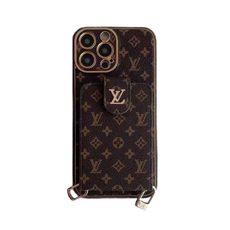 Monogram iPhone Case With Card Wallet And Strap -Small printing-ZQB231228