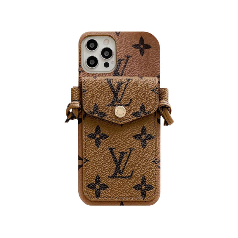 Monogram iPhone Case With Purse And Crossbody Strap Brown -XQB240329