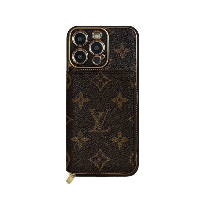 Monogram iPhone Case With Wallet Brown Small Printing-LQB240329