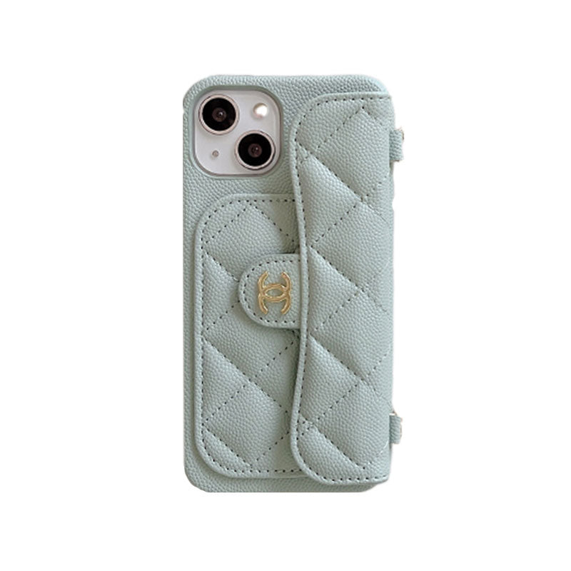 CC iPhone Case With Card Holder And Strap White -SLK240104