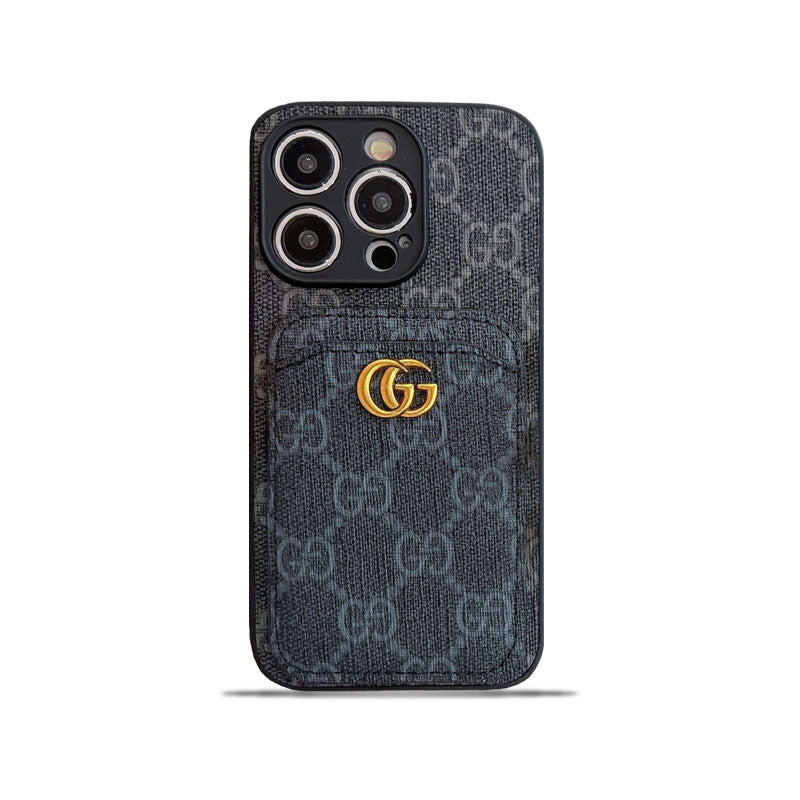 Classic GG iPhone Case With Card Holder Black -KBK240425