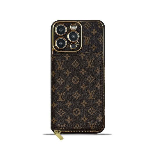 Monogram iPhone Case With Wallet Brown Small Printing-LQB240329