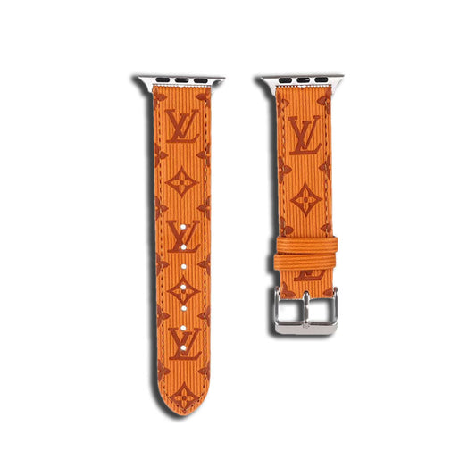 Luxury Monogram Apple Watch Band Leather Orange-SW24422