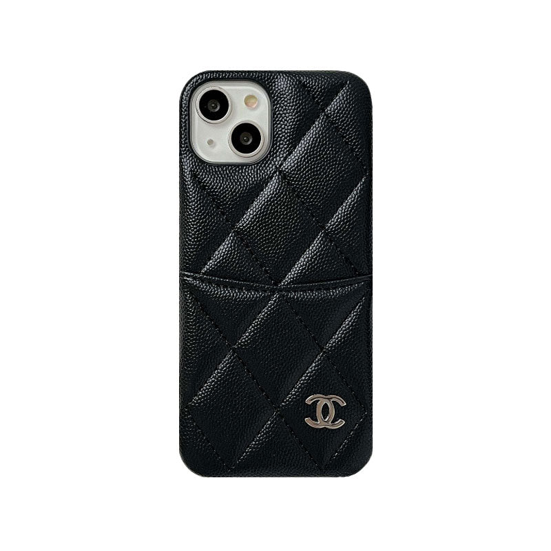 Leather CC iPhone Case With Crad Holder Pink -PZB240603