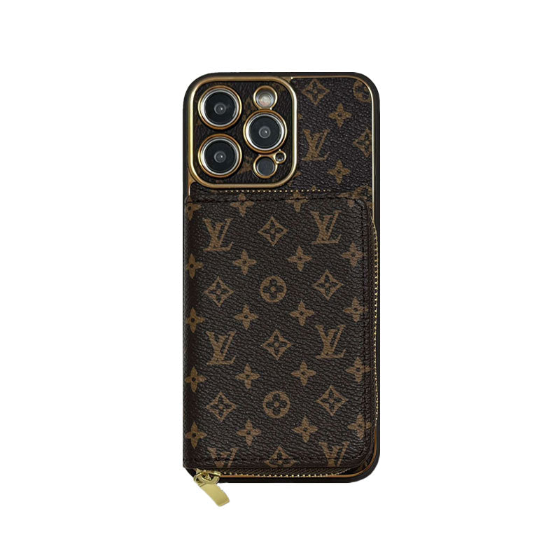 Monogram iPhone Case With Wallet Brown Big Printing-LQB240329