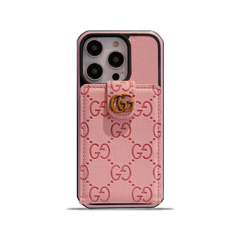 GG iPhone Case With Card Holder Pink -QBK240330