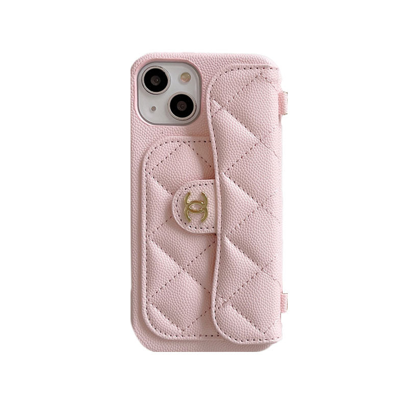 CC iPhone Case With Card Holder And Strap White -SLK240104