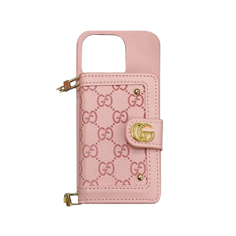 GG iPhone Case With Wallet And Strap Black -ZY241720