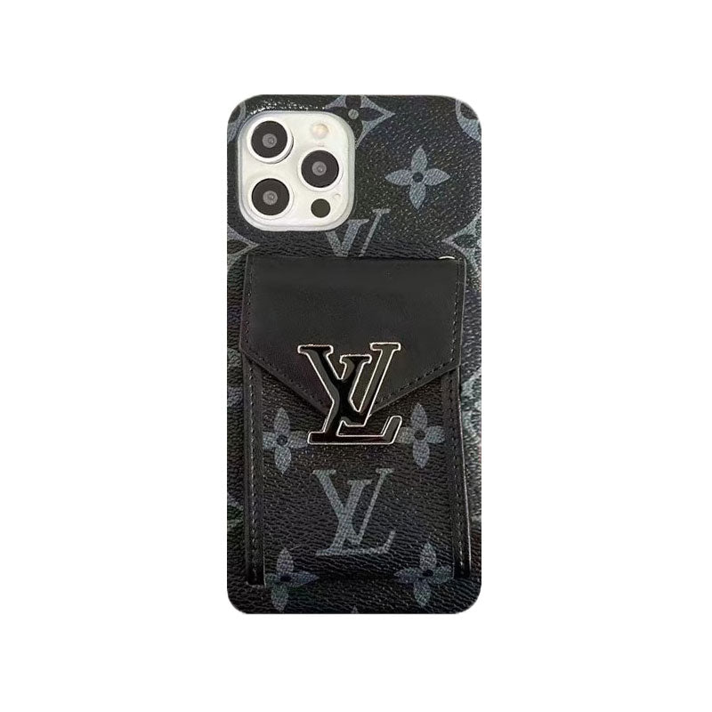 Monogram iPhone Case With Card Holder Yellow Printing -XK241701