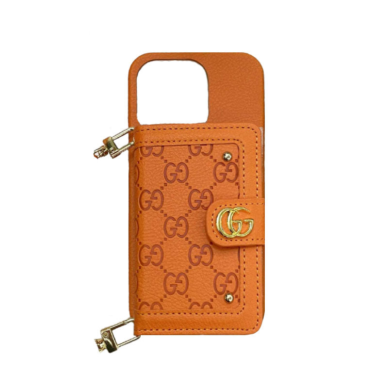 GG iPhone Case With Wallet And Strap Black -ZY241720