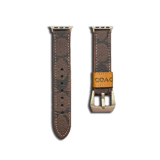 Leather Coach Apple Watch Band Dark brown-YHK244221710