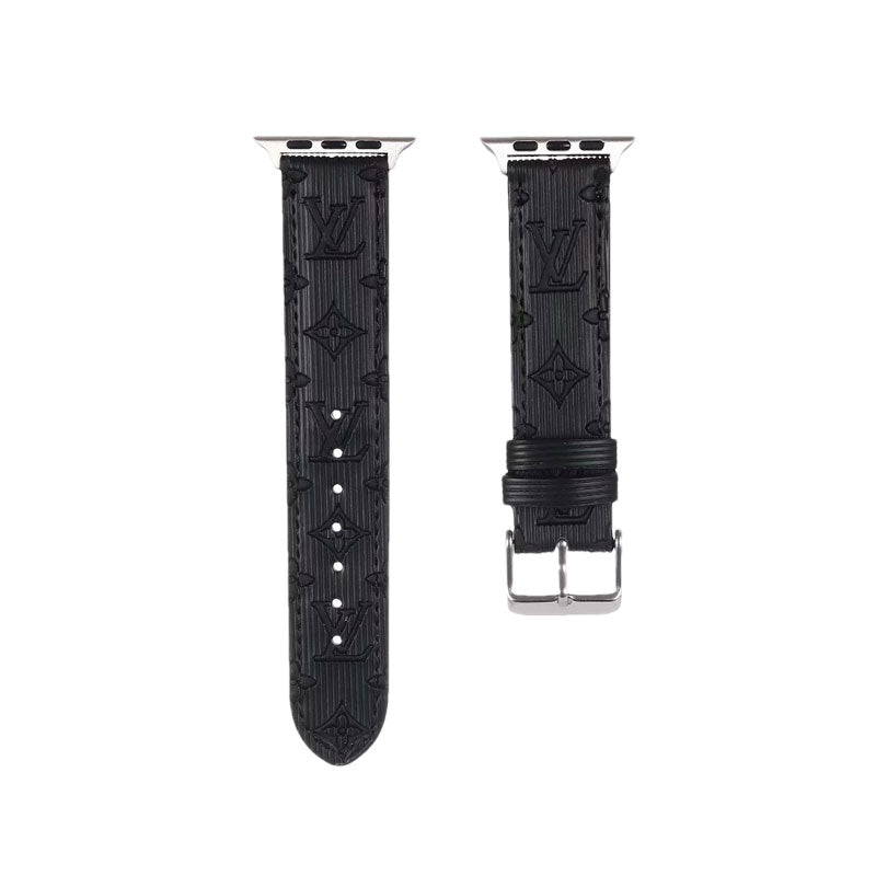 Luxury Monogram Apple Watch Band Leather Black-SW24422