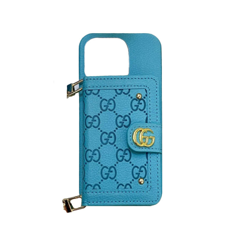 GG iPhone Case With Wallet And Strap Pink -ZY241720