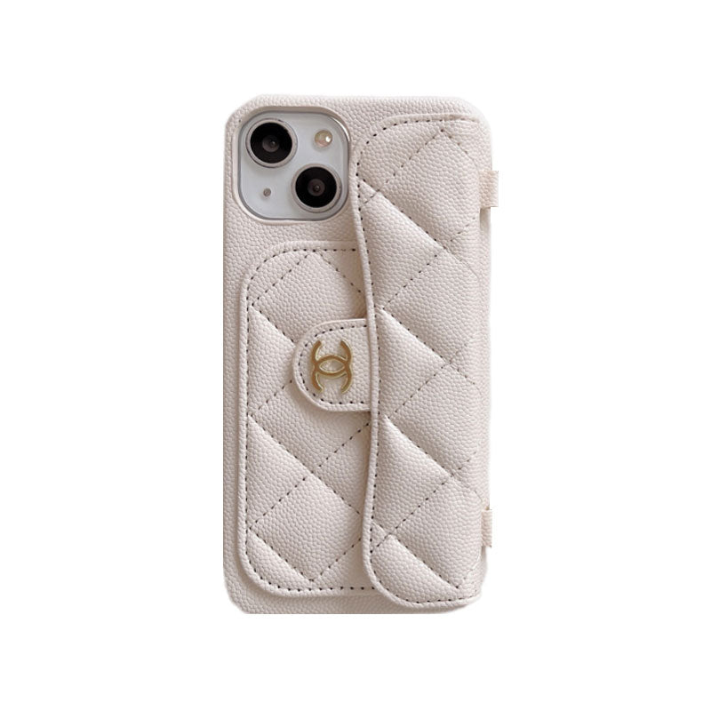 CC iPhone Case With Card Holder And Strap Pink -SLK240104