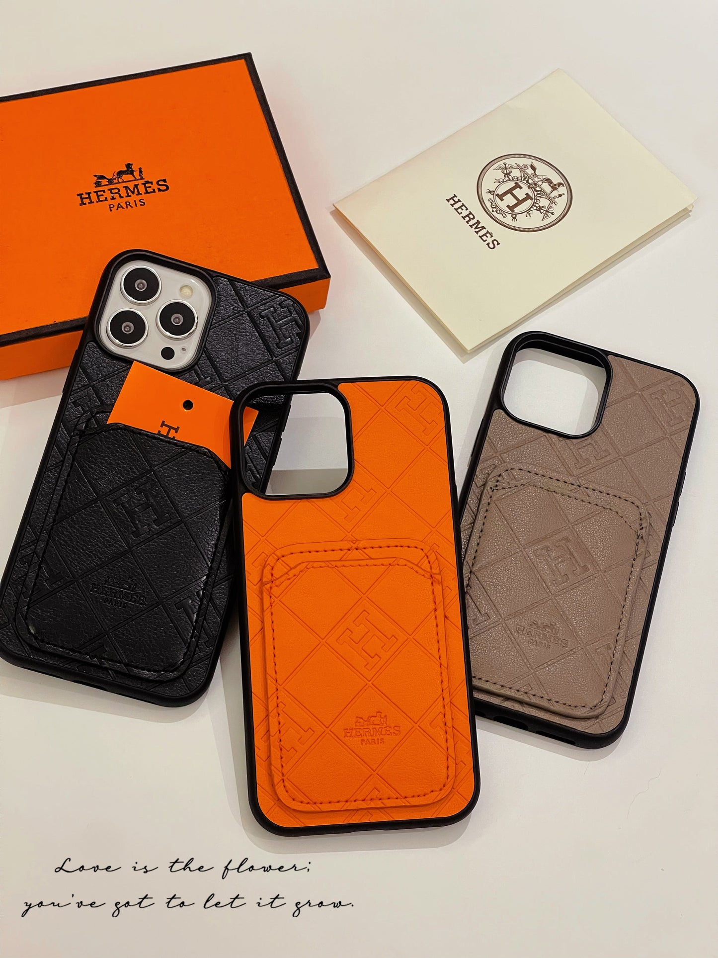 Hermes iPhone Case With Card Holder Orange-KBK241432