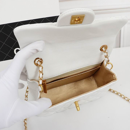 Mini Classic Lambskin Pearl Crush Flap Crossbody Bag