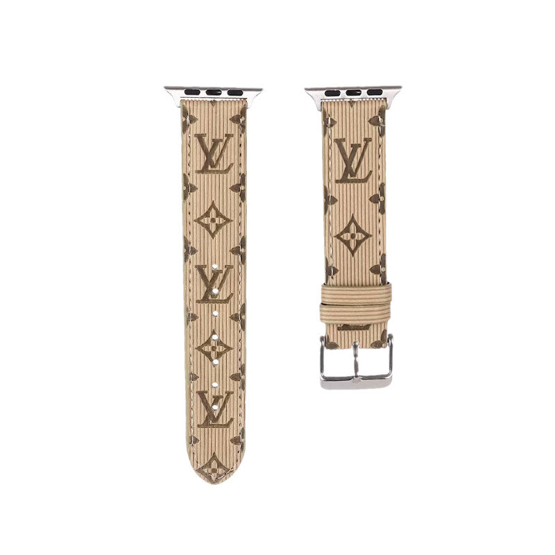 Luxury Monogram Apple Watch Band Leather Coffee-SW24422