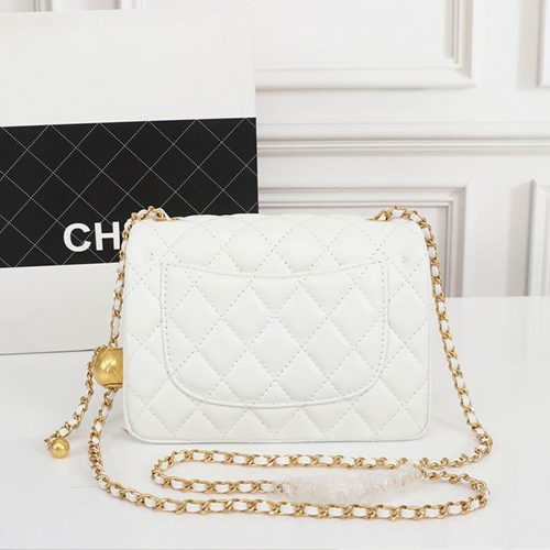 Mini Classic Lambskin Pearl Crush Flap Crossbody Bag