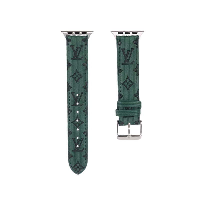 Luxury Monogram Apple Watch Band Leather Atrovirens-SW24422