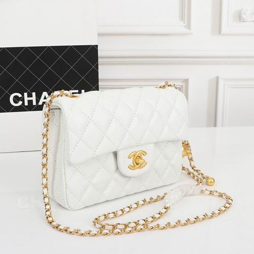 Mini Classic Lambskin Pearl Crush Flap Crossbody Bag