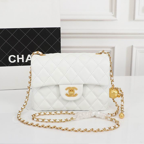 Mini Classic Lambskin Pearl Crush Flap Crossbody Bag