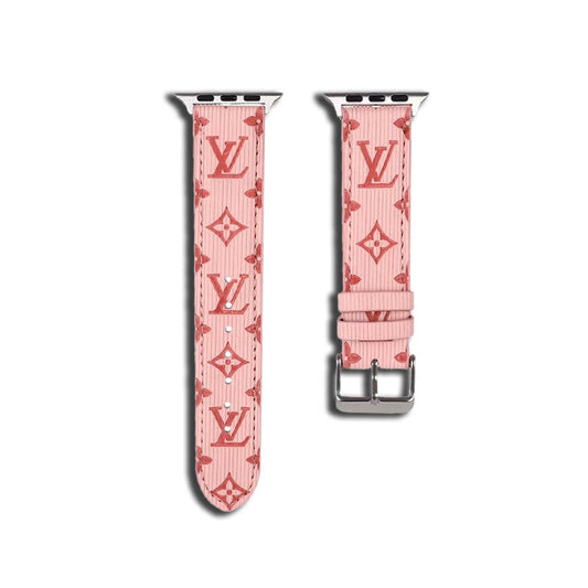 Luxury Monogram Apple Watch Band Leather Pink-SW24422