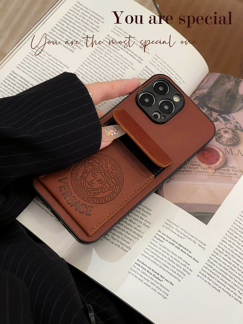 Versace iPhone Case With Card Holder Brown-ZPK241502