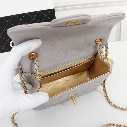 Mini Classic Lambskin Pearl Crush Flap Crossbody Bag