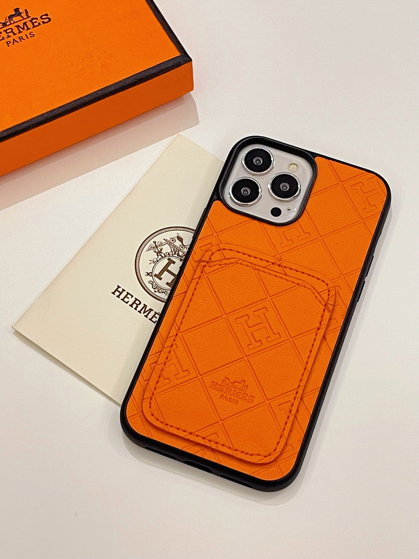 Hermes iPhone Case With Card Holder Orange-KBK241432