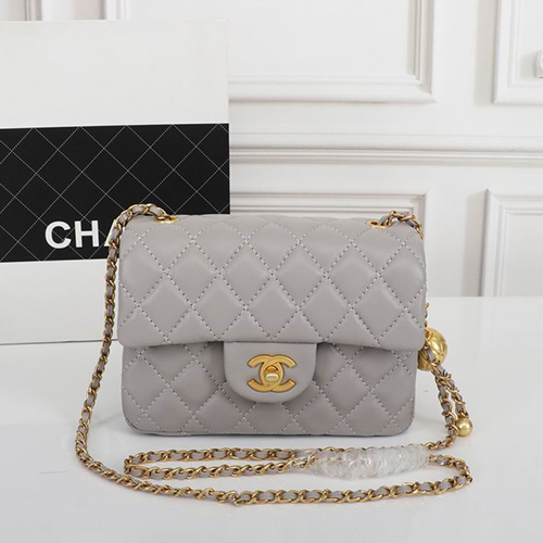 Mini Classic Lambskin Pearl Crush Flap Crossbody Bag