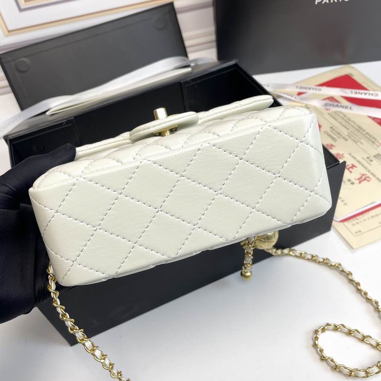 Mini Classic Lambskin Pearl Crush Flap Crossbody Bag