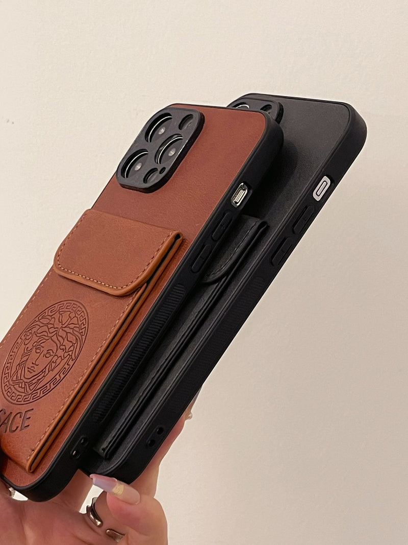 Versace iPhone Case With Card Holder Brown-ZPK241502