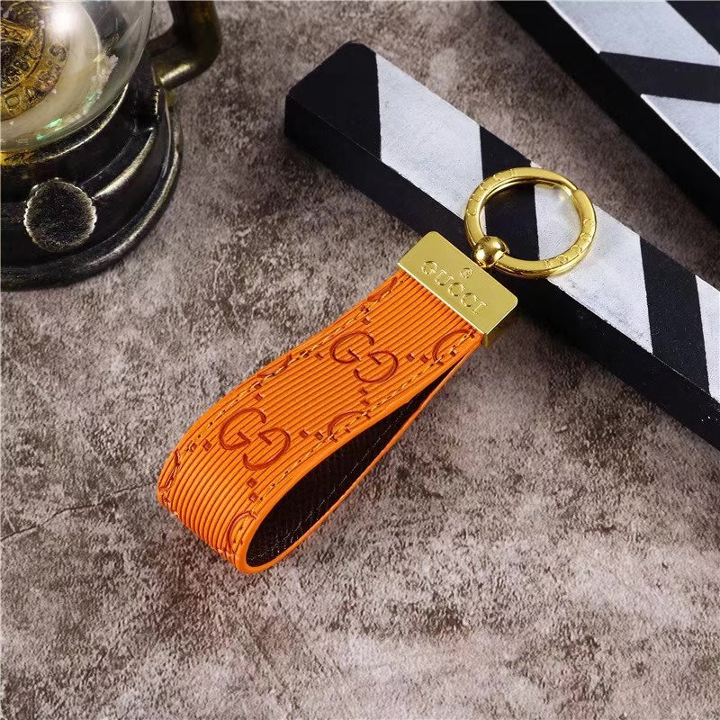 Leather Monogram Keychain