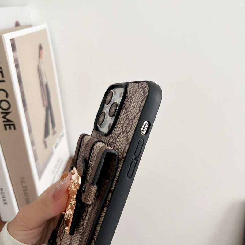 GG iPhone Case With Wallet And Strap Black -TDK240330