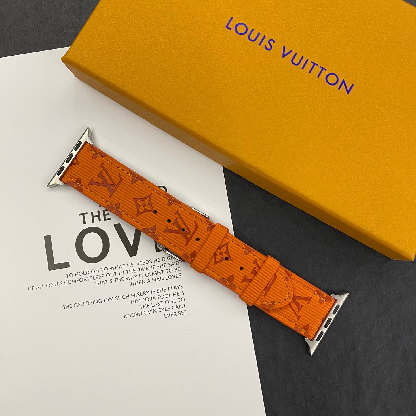 Luxury Monogram Apple Watch Band Leather Orange-SW24422