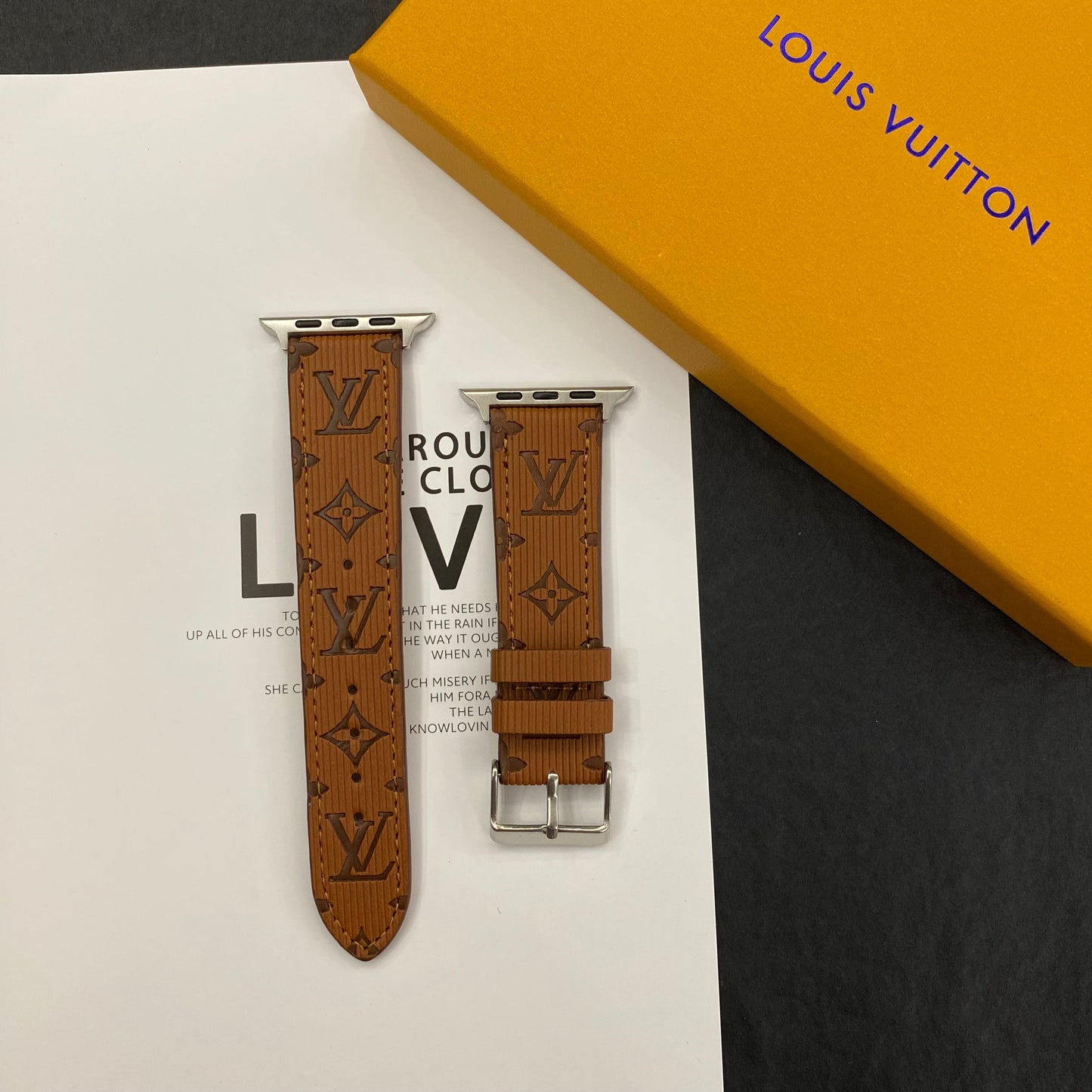 Luxury Monogram Apple Watch Band Leather Brown-SW24422