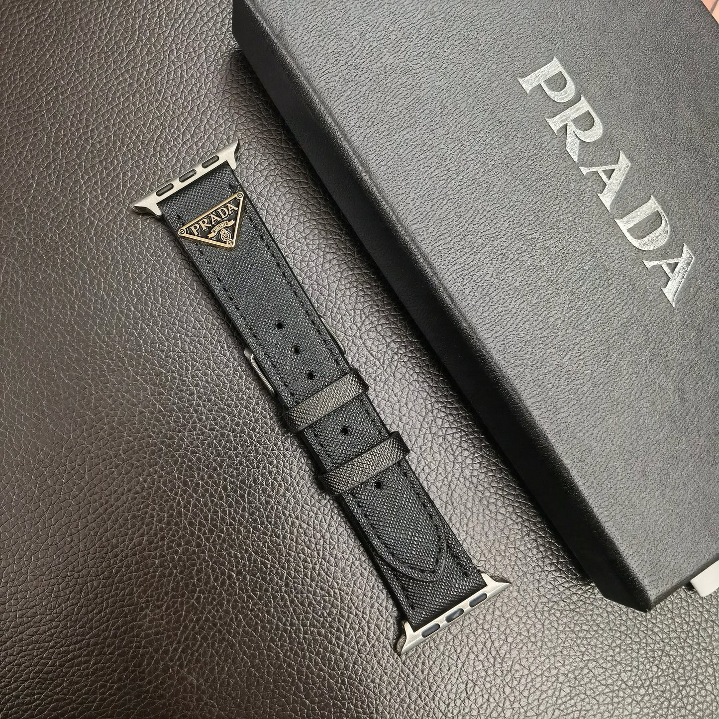 Luxury Prada Apple Watch Leather Black-SZW241759