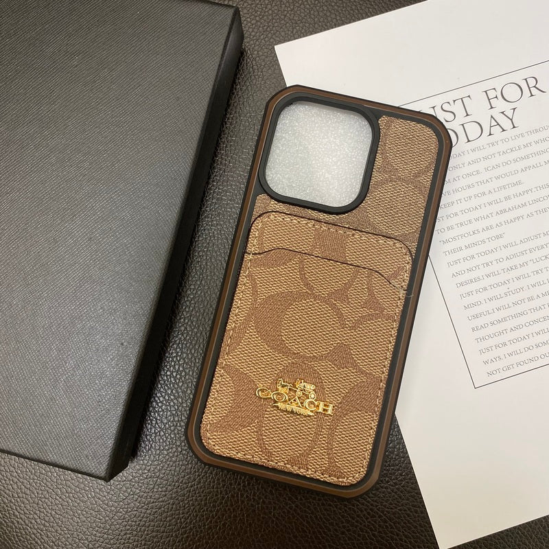 Coach iPhone Case With Card Holder Coffee -KB241416