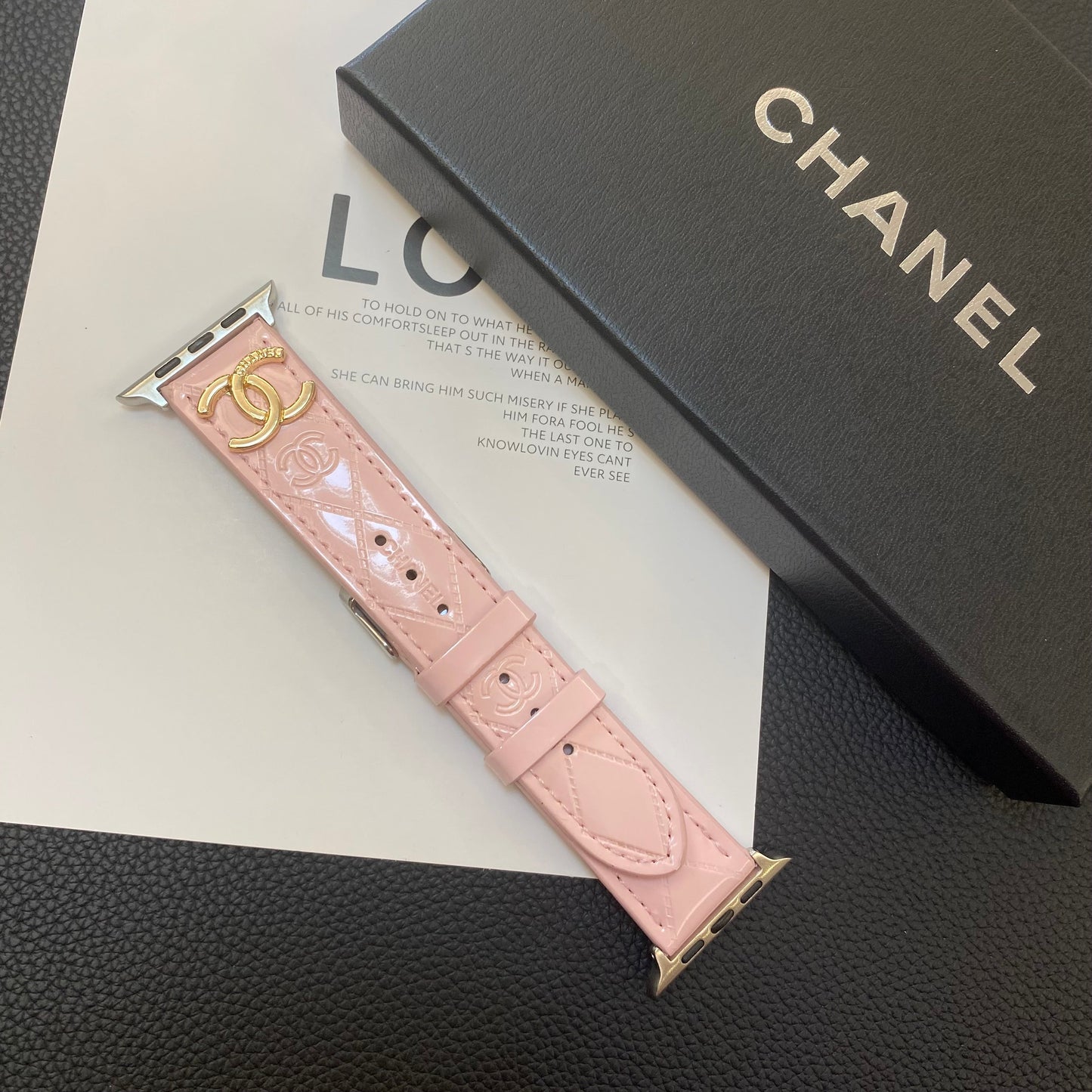 Leather CC Apple Watch Band Pink-DLG240509