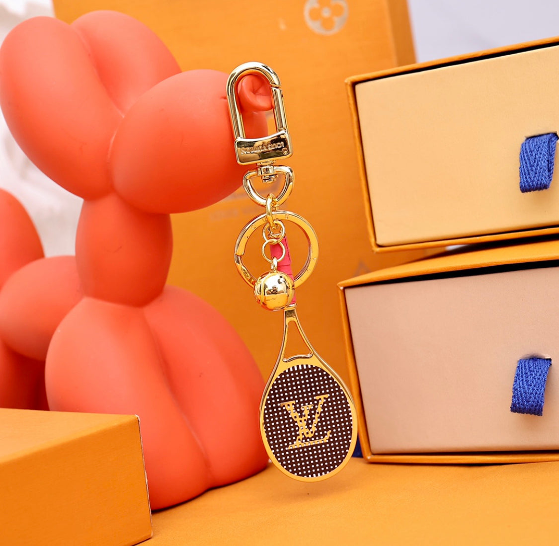 Leather Monogram Keychain