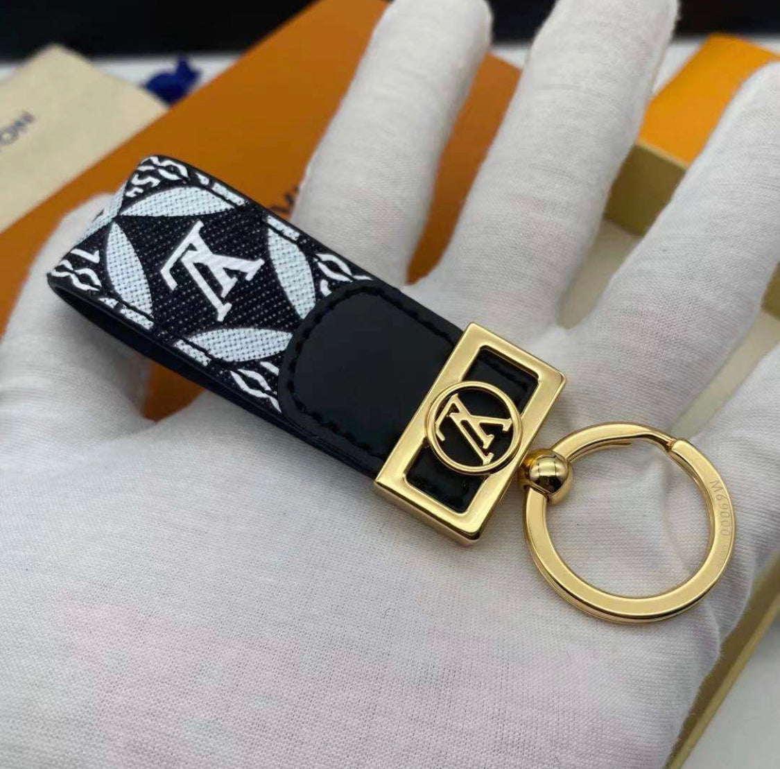 Leather Monogram Keychain