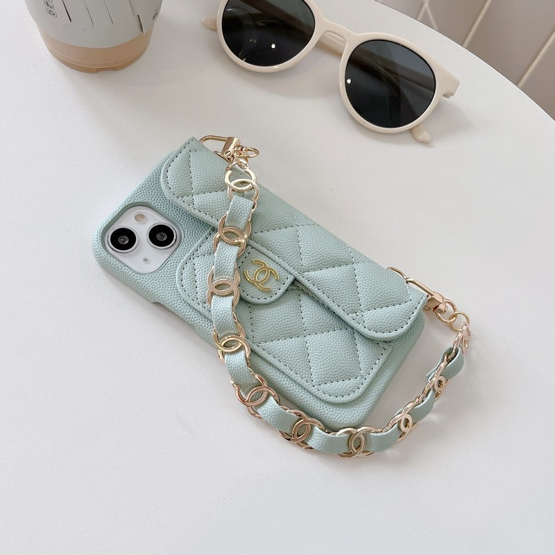 CC iPhone Case With Card Holder And Strap Green -SLK240104